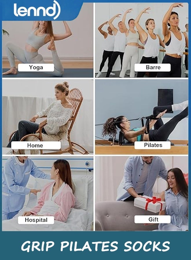LENND Grip Pilates Socks for Women, Yoga Slouch Socks with Grip for Barre Workout Hospital Long Scrunch Slipper Socks - Image 2
